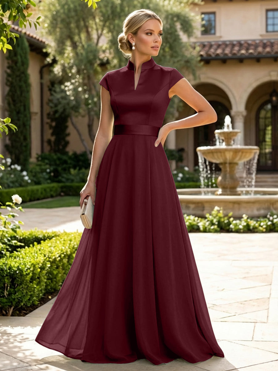 Elegant A-Line Chiffon Floor-Length Mother of the Bride & Groom Dresses with Satin Corset Bodice (SHI22500678)