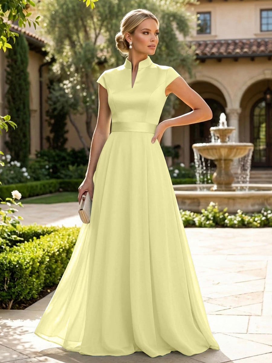 Elegant A-Line Chiffon Floor-Length Mother of the Bride & Groom Dresses with Satin Corset Bodice (SHI22500678)