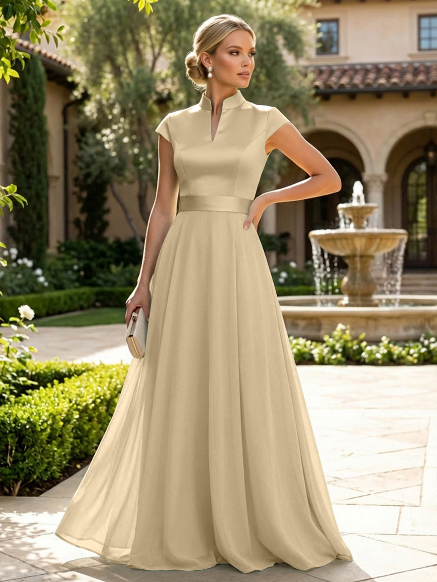 Elegant A-Line Chiffon Floor-Length Mother of the Bride & Groom Dresses with Satin Corset Bodice (SHI22500678)