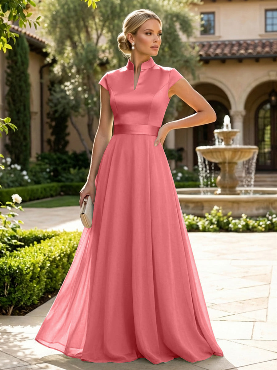 Elegant A-Line Chiffon Floor-Length Mother of the Bride & Groom Dresses with Satin Corset Bodice (SHI22500678)
