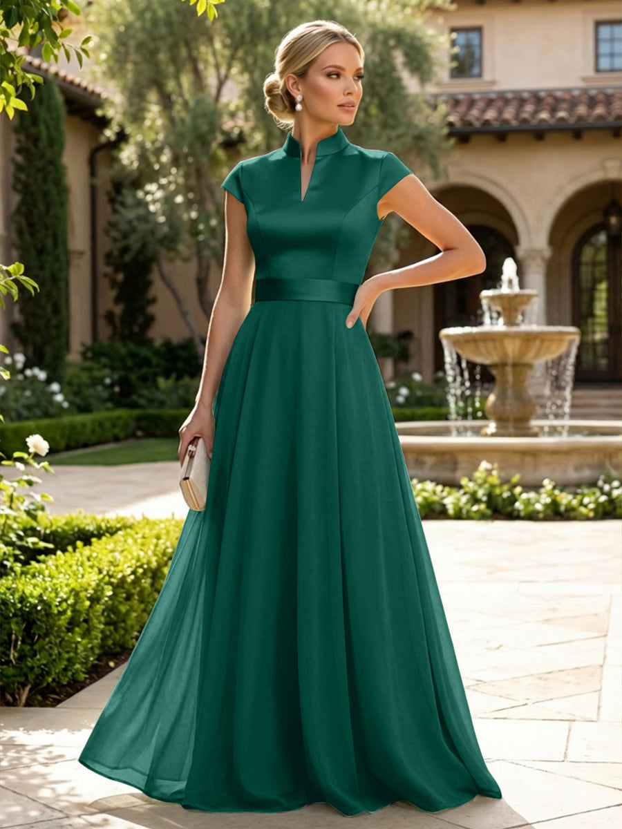 Elegant A-Line Chiffon Floor-Length Mother of the Bride & Groom Dresses with Satin Corset Bodice (SHI22500678)