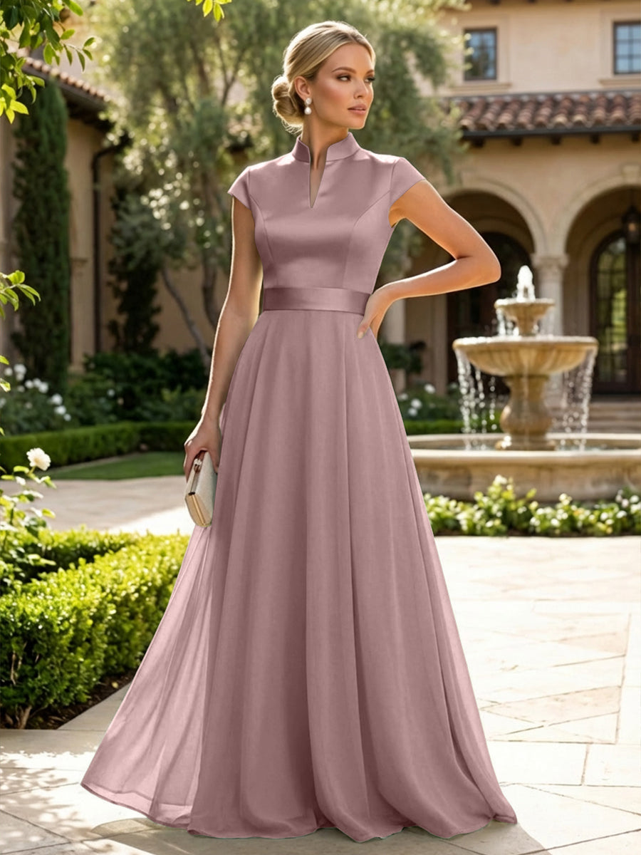 Elegant A-Line Chiffon Floor-Length Mother of the Bride & Groom Dresses with Satin Corset Bodice (SHI22500678)