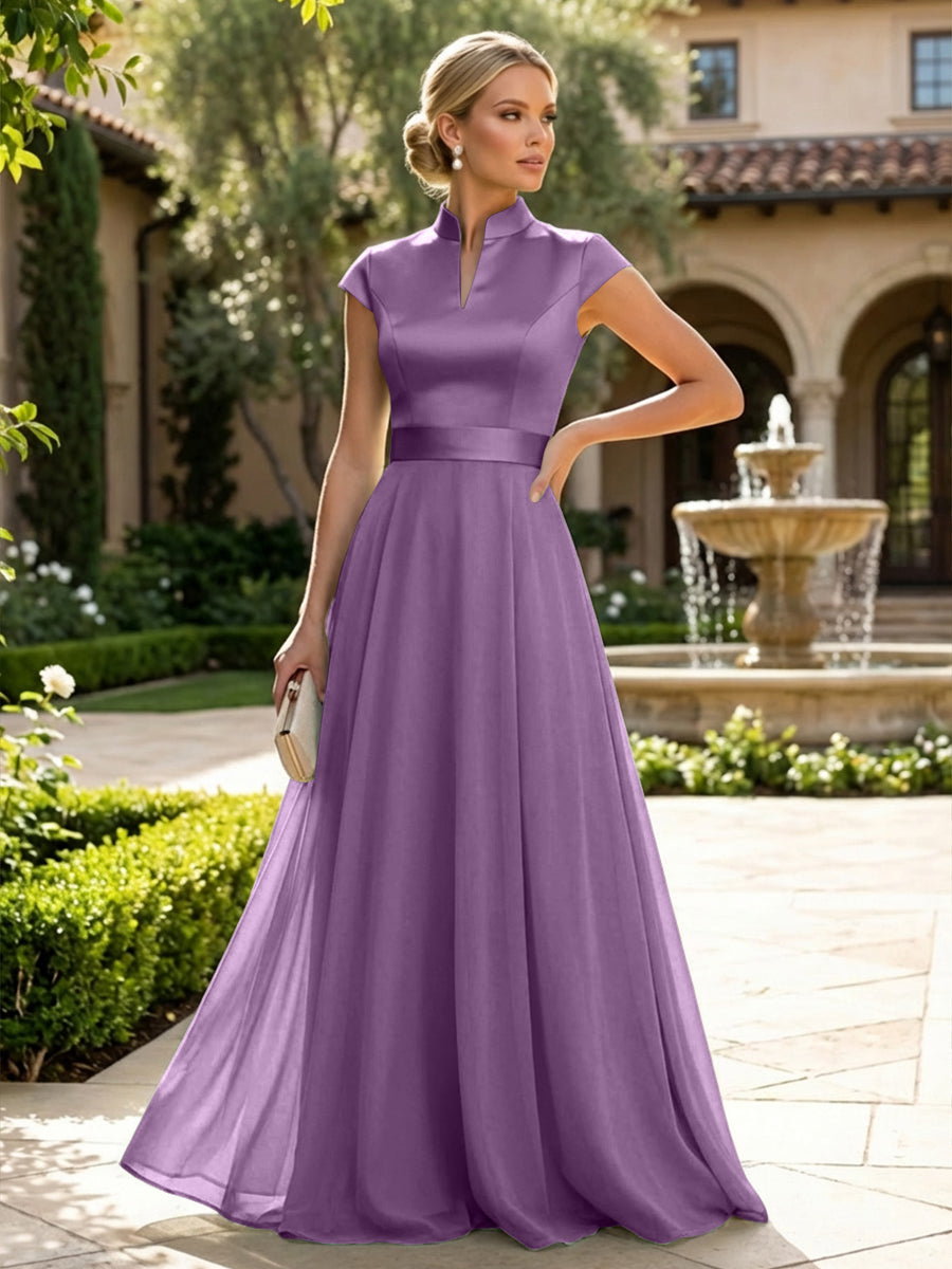 Elegant A-Line Chiffon Floor-Length Mother of the Bride & Groom Dresses with Satin Corset Bodice (SHI22500678)