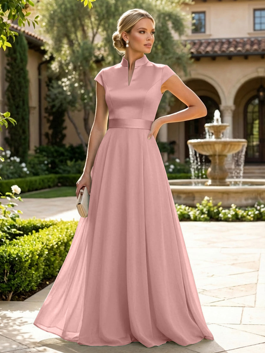 Elegant A-Line Chiffon Floor-Length Mother of the Bride & Groom Dresses with Satin Corset Bodice (SHI22500678)