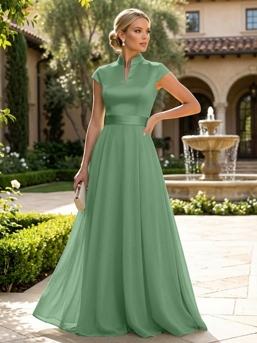 Elegant A-Line Chiffon Floor-Length Mother of the Bride & Groom Dresses with Satin Corset Bodice (SHI22500678)