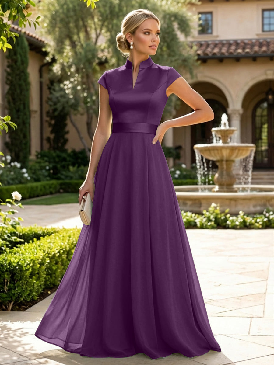 Elegant A-Line Chiffon Floor-Length Mother of the Bride & Groom Dresses with Satin Corset Bodice (SHI22500678)