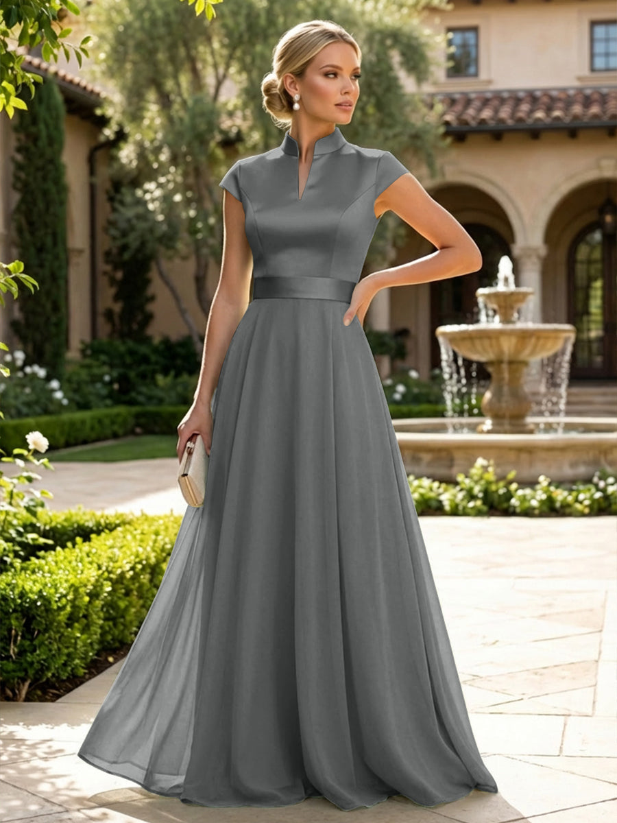 Elegant A-Line Chiffon Floor-Length Mother of the Bride & Groom Dresses with Satin Corset Bodice (SHI22500678)