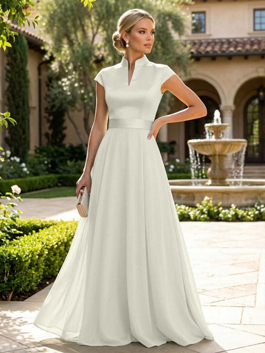 Elegant A-Line Chiffon Floor-Length Mother of the Bride & Groom Dresses with Satin Corset Bodice (SHI22500678)