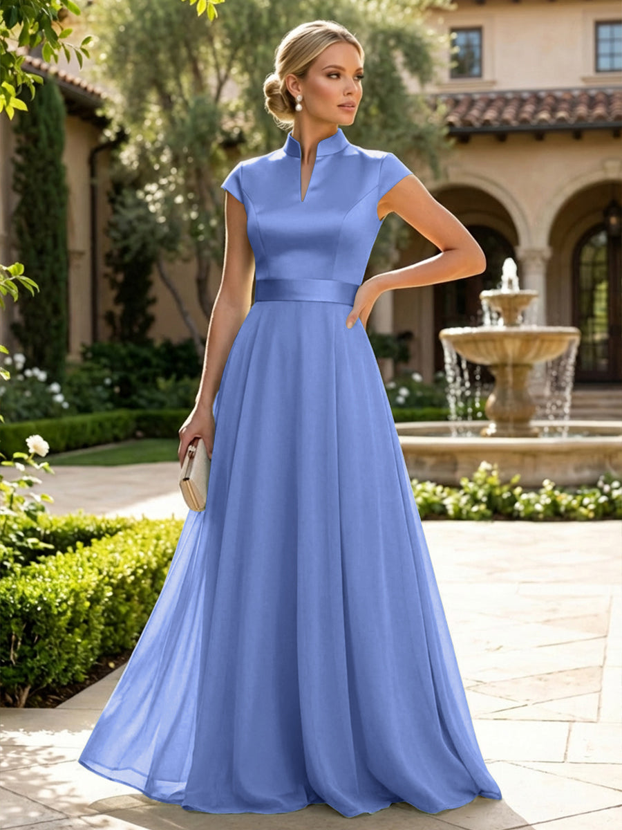 Elegant A-Line Chiffon Floor-Length Mother of the Bride & Groom Dresses with Satin Corset Bodice (SHI22500678)