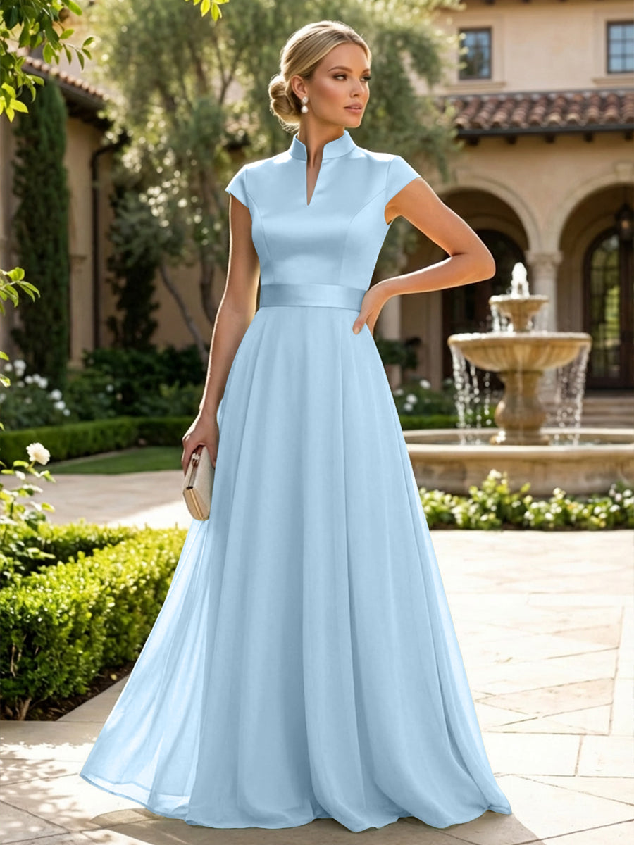 Elegant A-Line Chiffon Floor-Length Mother of the Bride & Groom Dresses with Satin Corset Bodice (SHI22500678)