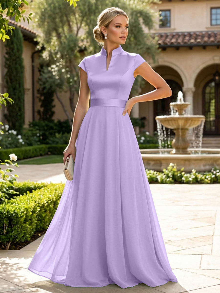 Elegant A-Line Chiffon Floor-Length Mother of the Bride & Groom Dresses with Satin Corset Bodice (SHI22500678)