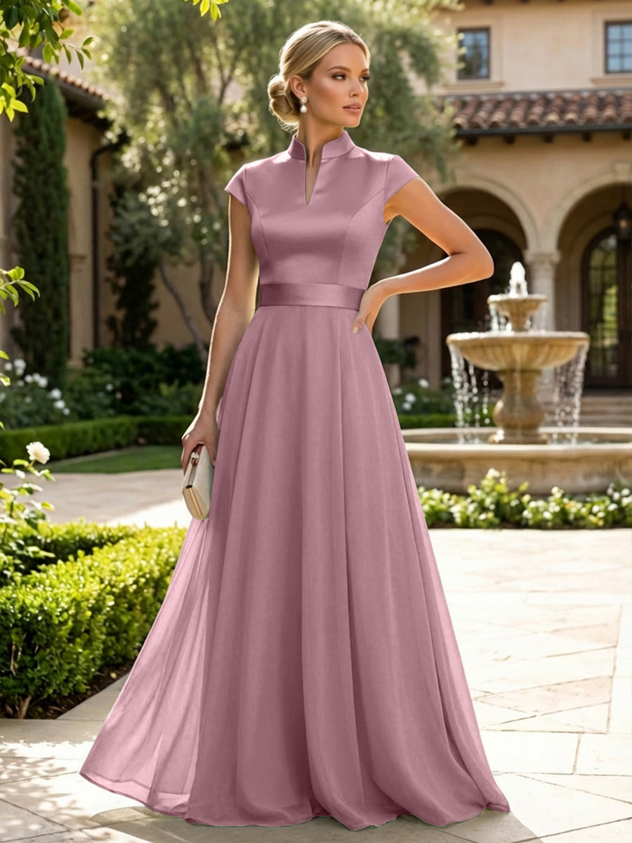 Elegant A-Line Chiffon Floor-Length Mother of the Bride & Groom Dresses with Satin Corset Bodice (SHI22500678)