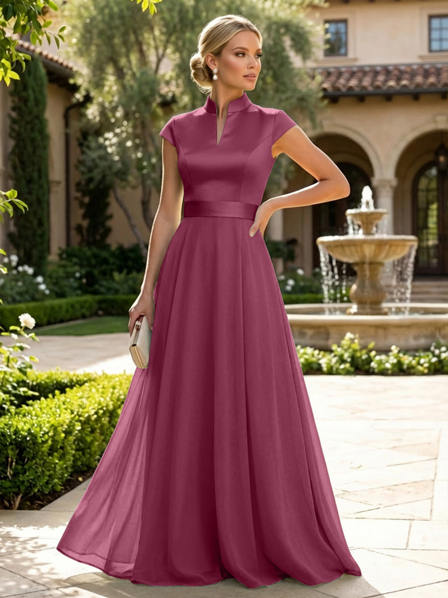 Elegant A-Line Chiffon Floor-Length Mother of the Bride & Groom Dresses with Satin Corset Bodice (SHI22500678)