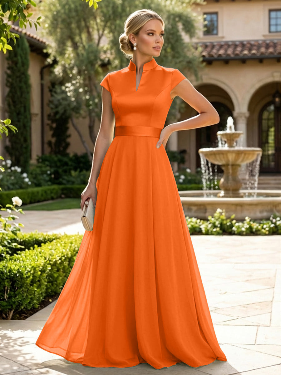 Elegant A-Line Chiffon Floor-Length Mother of the Bride & Groom Dresses with Satin Corset Bodice (SHI22500678)