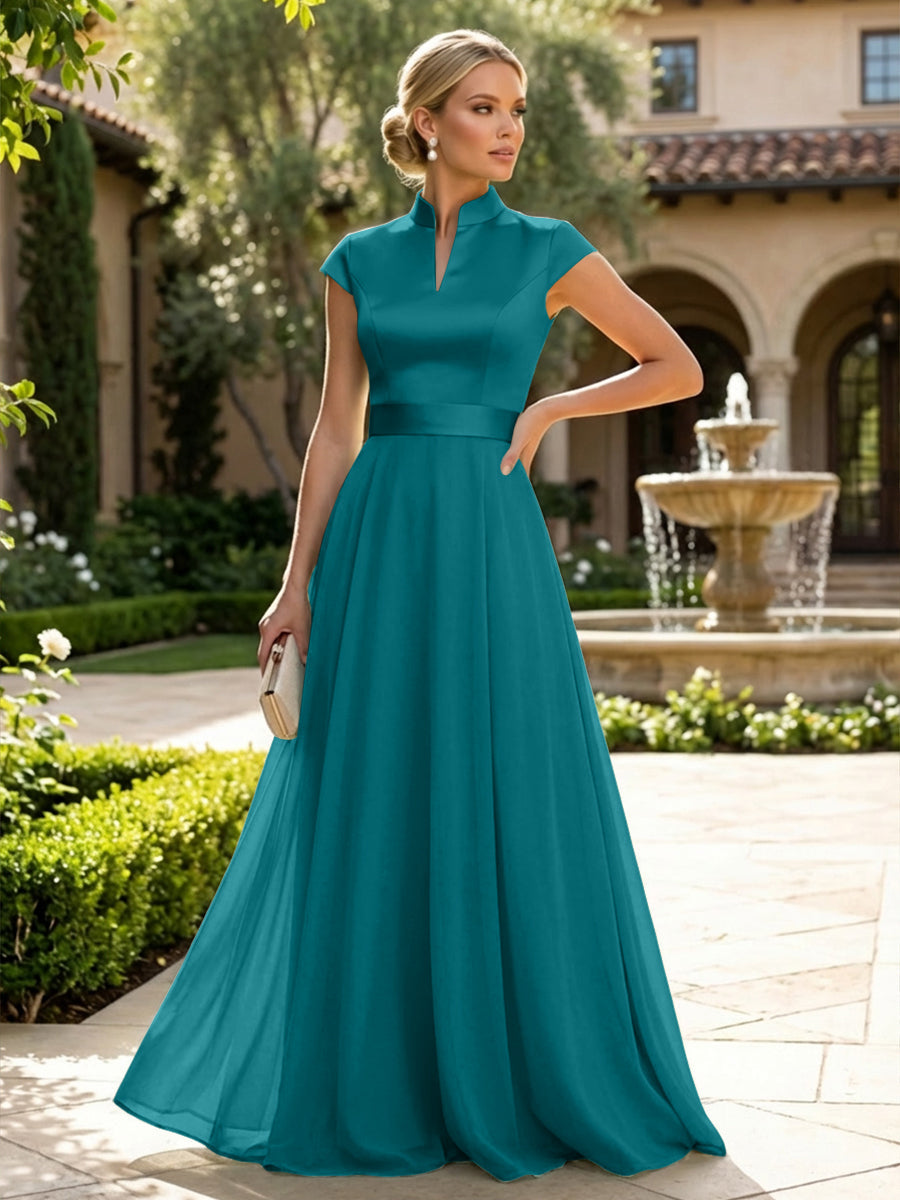 Elegant A-Line Chiffon Floor-Length Mother of the Bride & Groom Dresses with Satin Corset Bodice (SHI22500678)