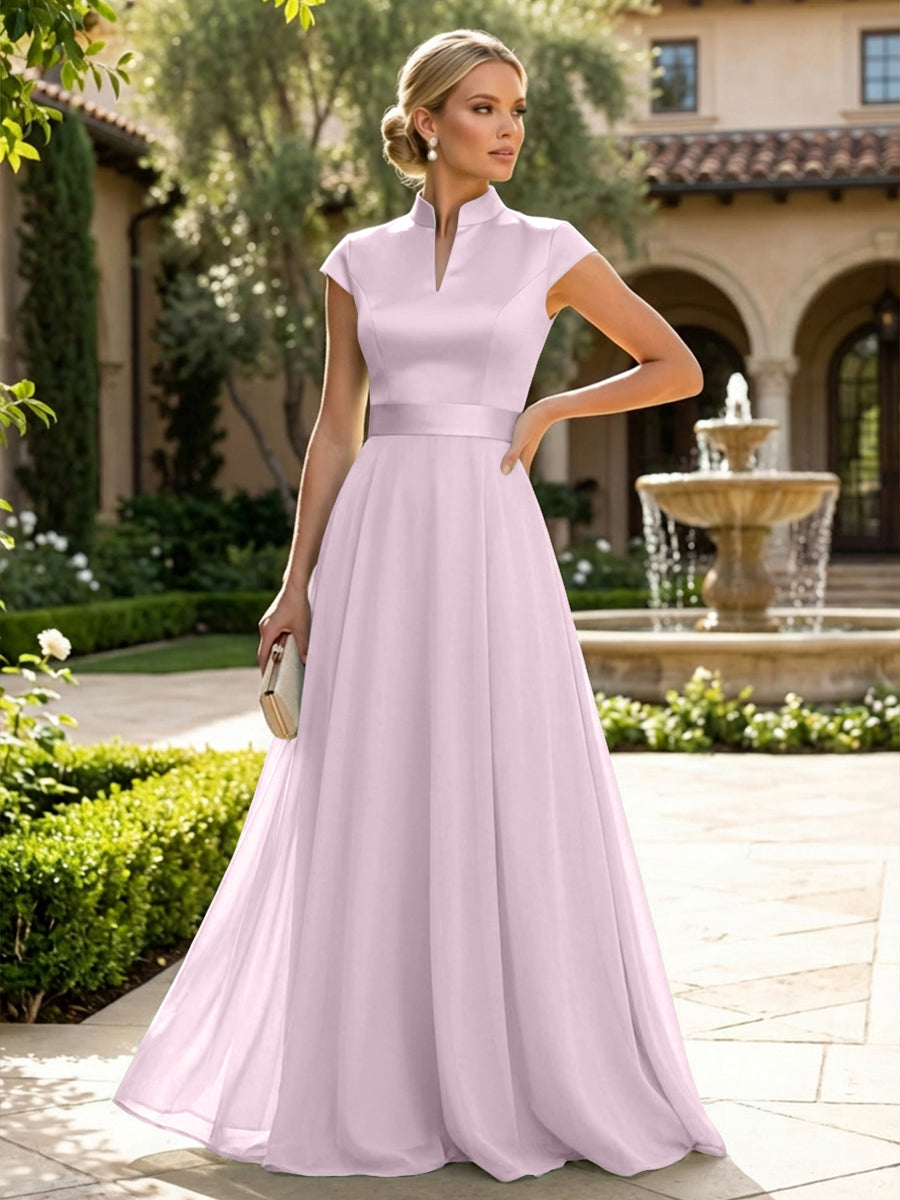 Elegant A-Line Chiffon Floor-Length Mother of the Bride & Groom Dresses with Satin Corset Bodice (SHI22500678)