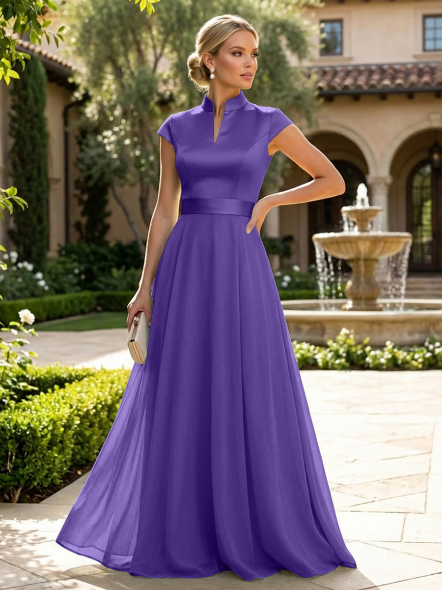 Elegant A-Line Chiffon Floor-Length Mother of the Bride & Groom Dresses with Satin Corset Bodice (SHI22500678)