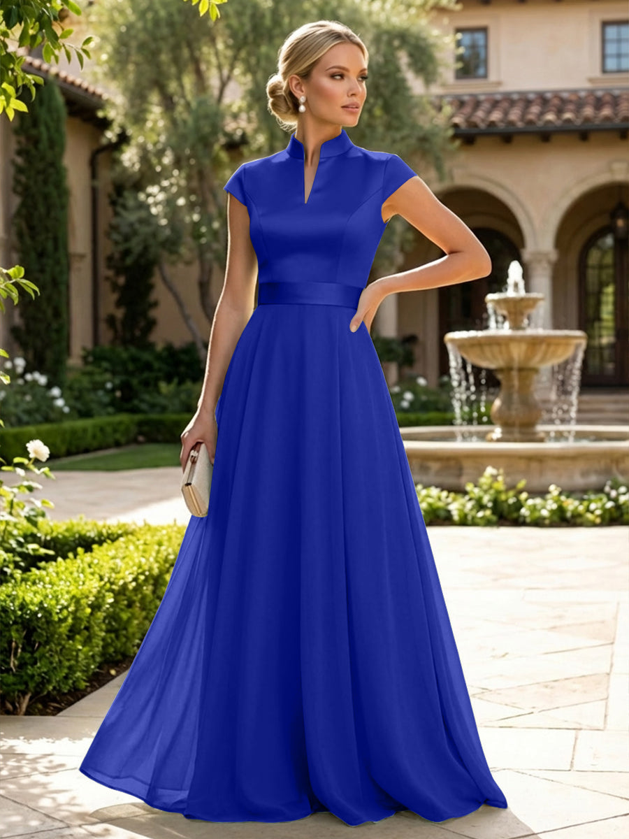 Elegant A-Line Chiffon Floor-Length Mother of the Bride & Groom Dresses with Satin Corset Bodice (SHI22500678)