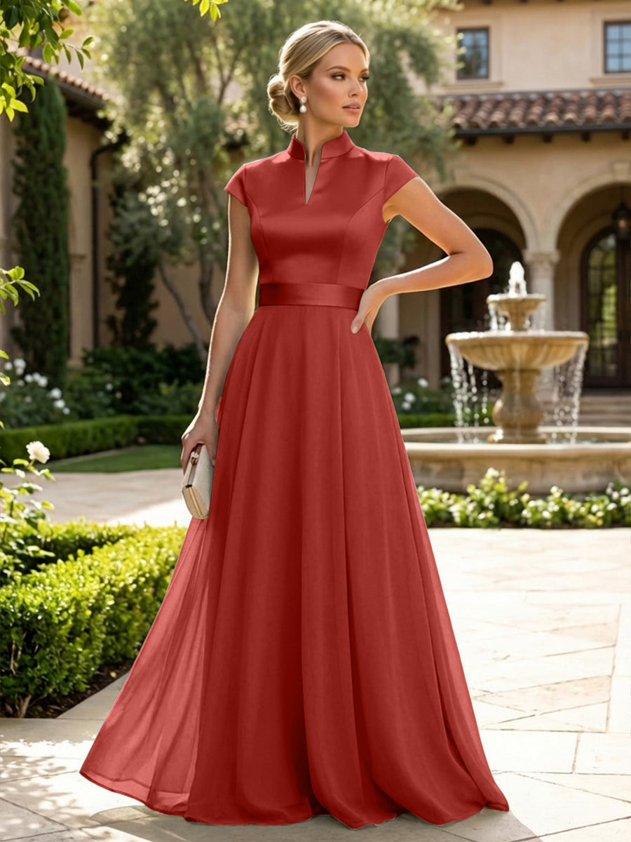 Elegant A-Line Chiffon Floor-Length Mother of the Bride & Groom Dresses with Satin Corset Bodice (SHI22500678)