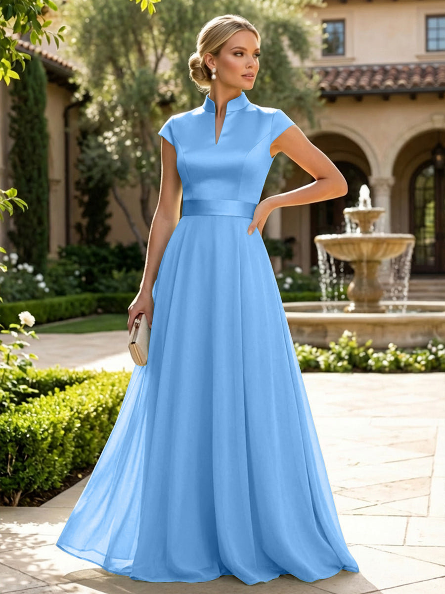 Elegant A-Line Chiffon Floor-Length Mother of the Bride & Groom Dresses with Satin Corset Bodice (SHI22500678)