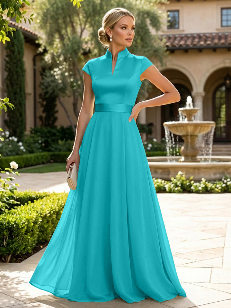 Elegant A-Line Chiffon Floor-Length Mother of the Bride & Groom Dresses with Satin Corset Bodice (SHI22500678)