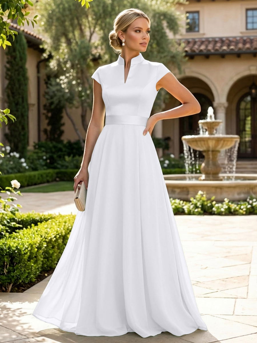 Elegant A-Line Chiffon Floor-Length Mother of the Bride & Groom Dresses with Satin Corset Bodice (SHI22500678)