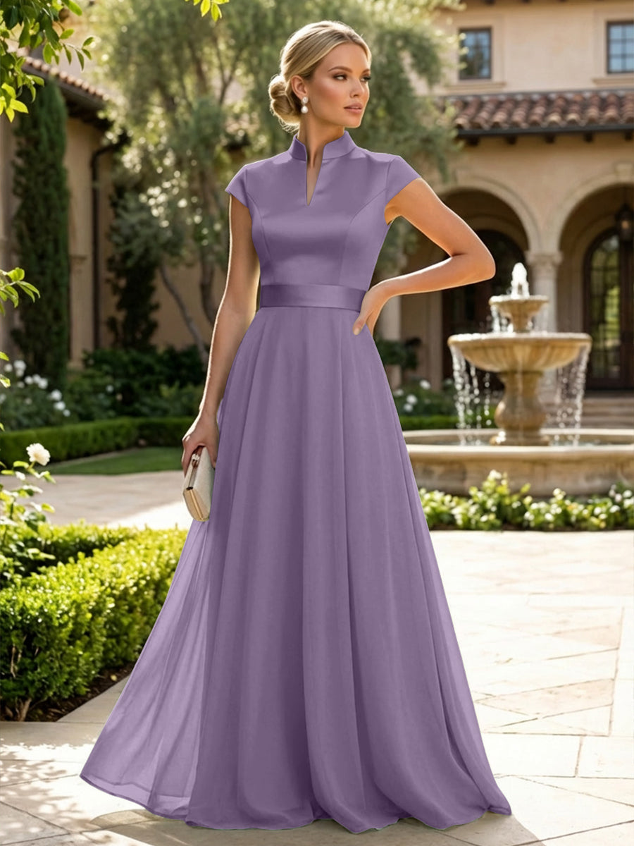 Elegant A-Line Chiffon Floor-Length Mother of the Bride & Groom Dresses with Satin Corset Bodice (SHI22500678)