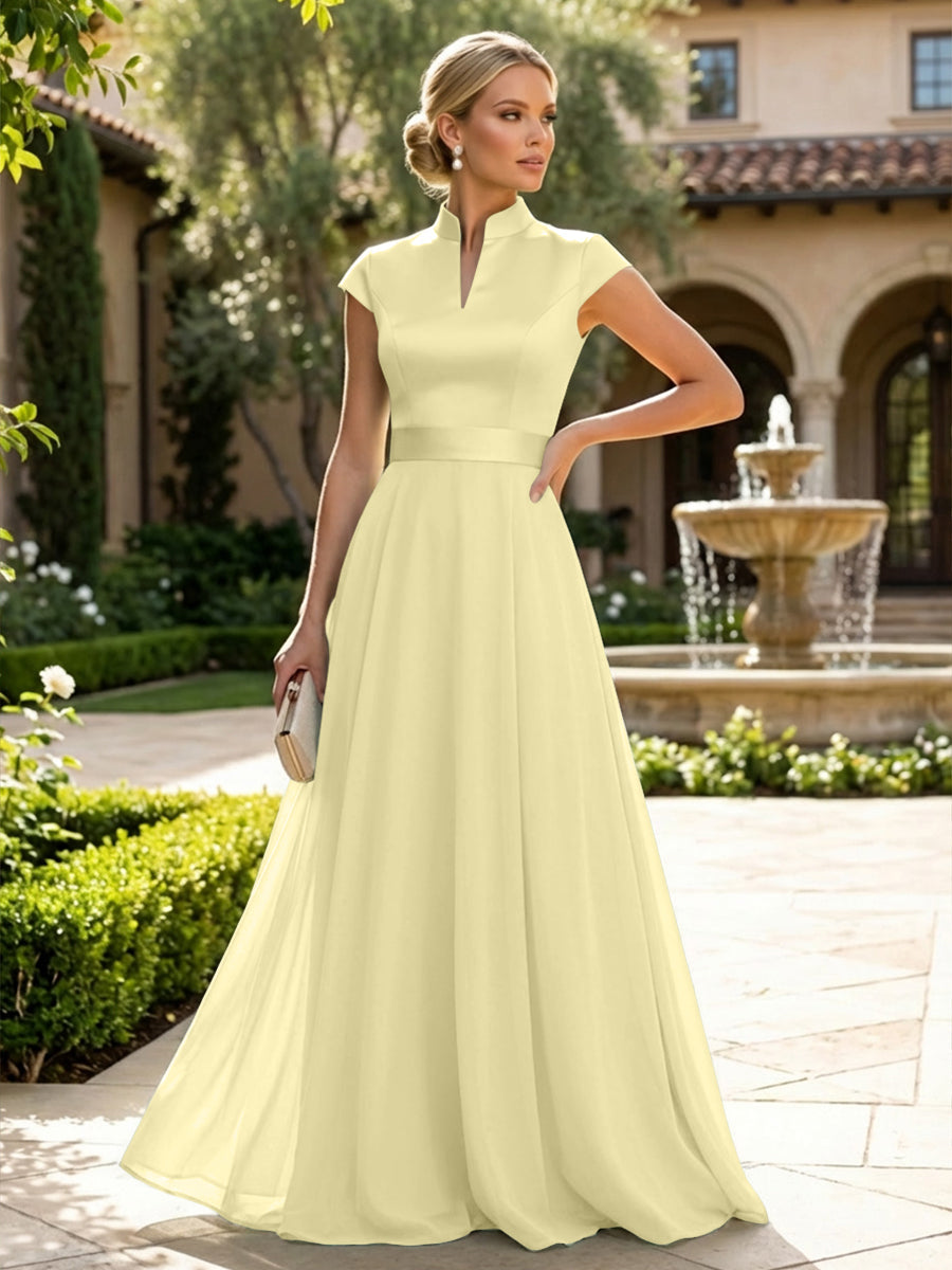 Elegant A-Line Chiffon Floor-Length Mother of the Bride & Groom Dresses with Satin Corset Bodice (SHI22500678)