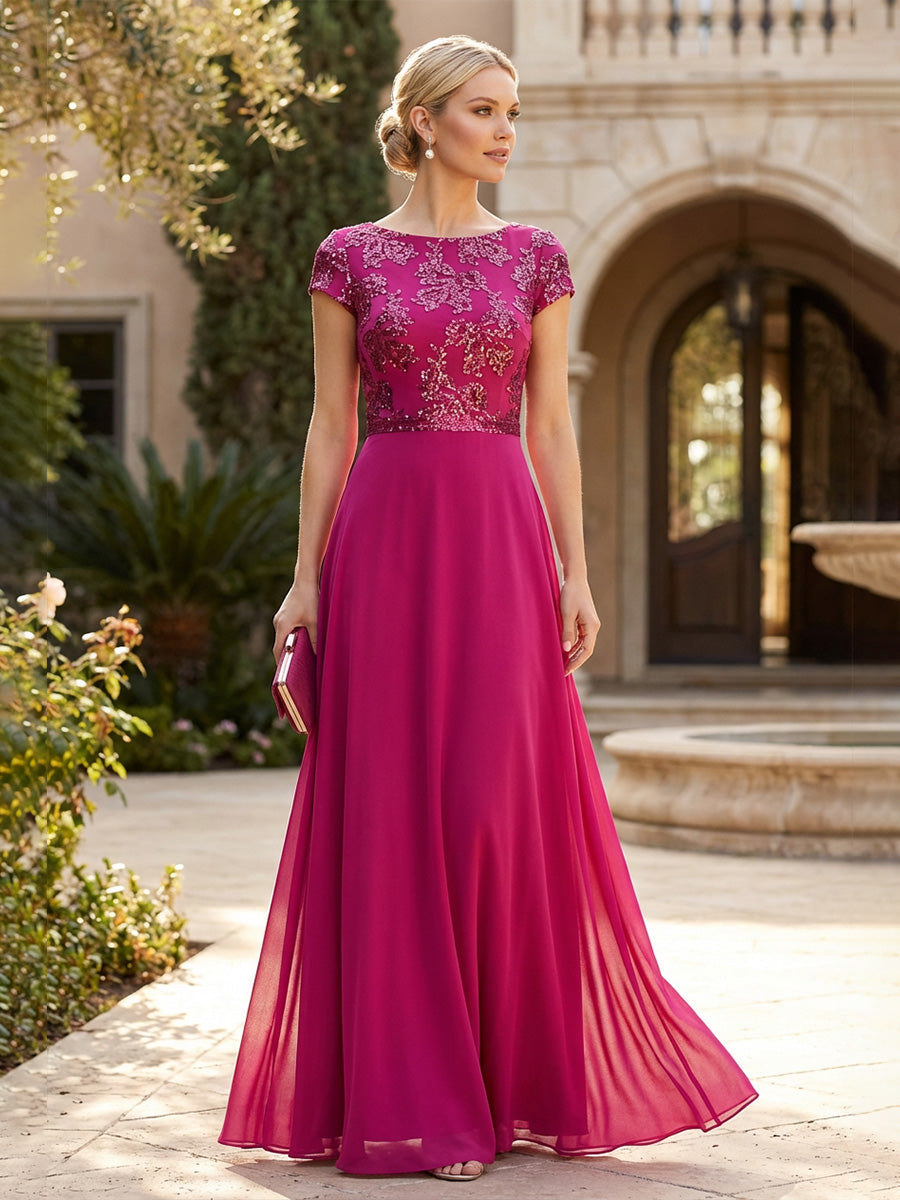 A-Line Scoop Neck Ruched Floor-Length Mother of the Bride Dresses with Ruffle (SHI22500216)
