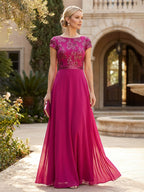 A-Line Scoop Neck Ruched Floor-Length Mother of the Bride Dresses with Ruffle (SHI22500216)