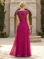 A-Line Scoop Neck Ruched Floor-Length Mother of the Bride Dresses with Ruffle (SHI22500216)
