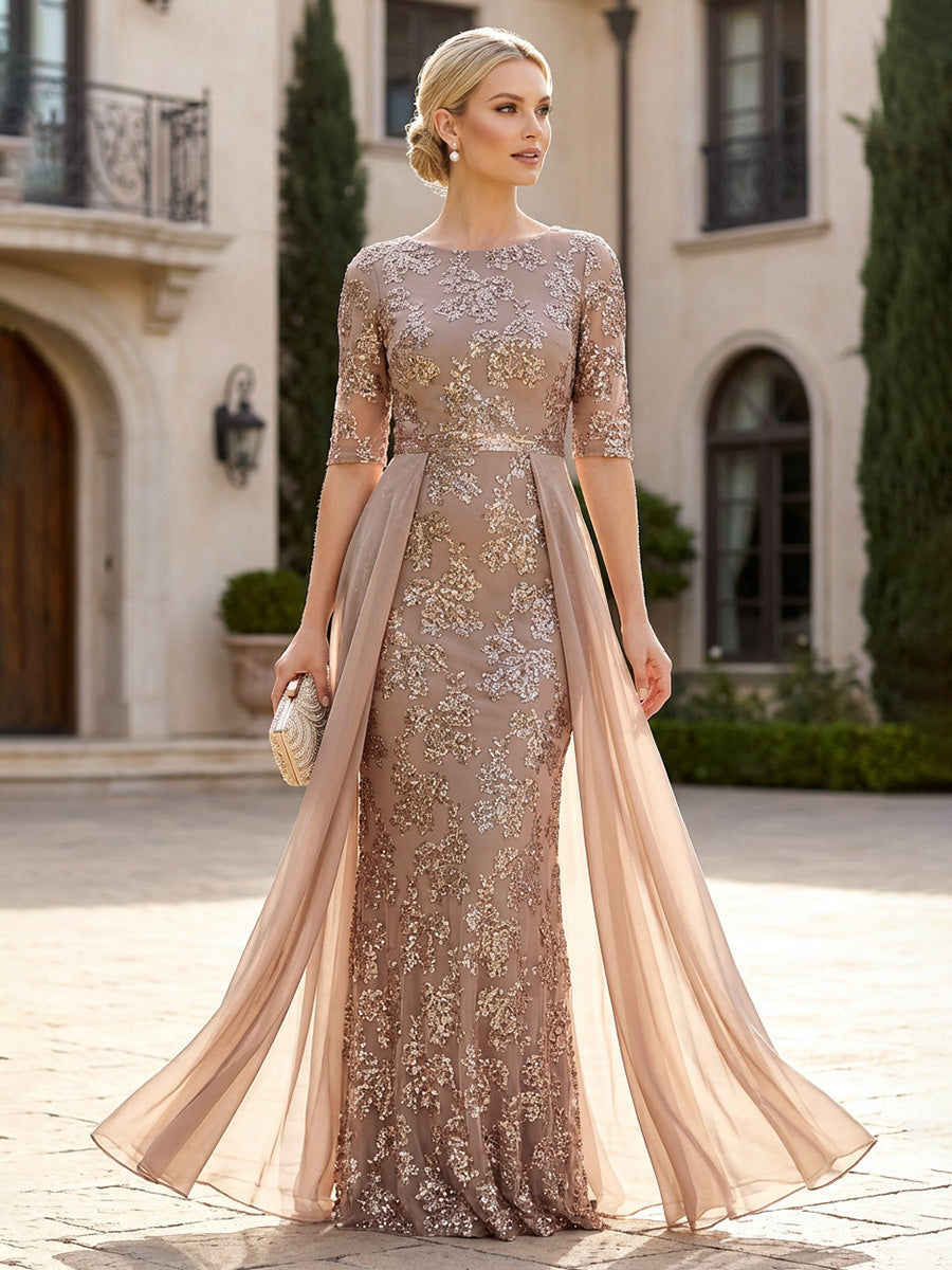 Sheath Boat Neck Cape Sleeve Knee Length Simple Mother of the Bride Dresses (SHI22500234)