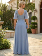 A-Line Floral Sequin Lace Floor-Length Mother of the Bride & Groom Dresses with Ruched Satin Bodice (SHI22500639)