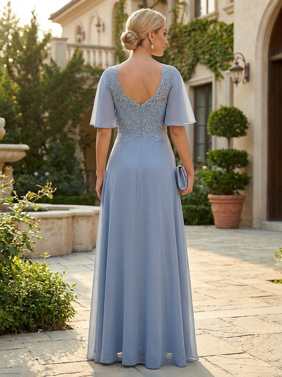 A-Line Floral Sequin Lace Floor-Length Mother of the Bride & Groom Dresses with Ruched Satin Bodice (SHI22500639)