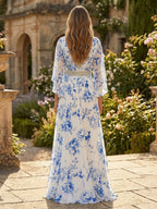 A-Line Chiffon Cape Sleeves Floor-Length Mother of the Bride & Groom Dresses with Ruched Waist (SHI22500705)
