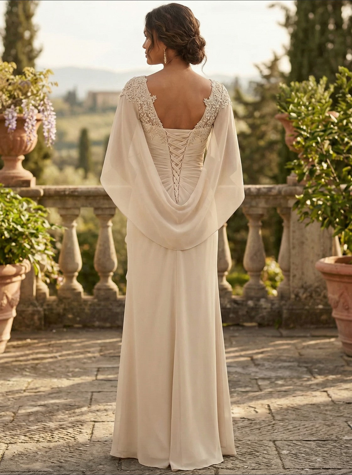 A-Line/Princess Scoop Neck Chiffon Floor-Length Mother of the Bride & Groom Dresses for Women (SHI22501635)