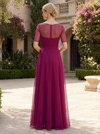Elegant A-Line Chiffon Flutter Short Sleeves Pleated Mother of the Bride & Groom Dresses with Ruched Waist (SHI22500687)
