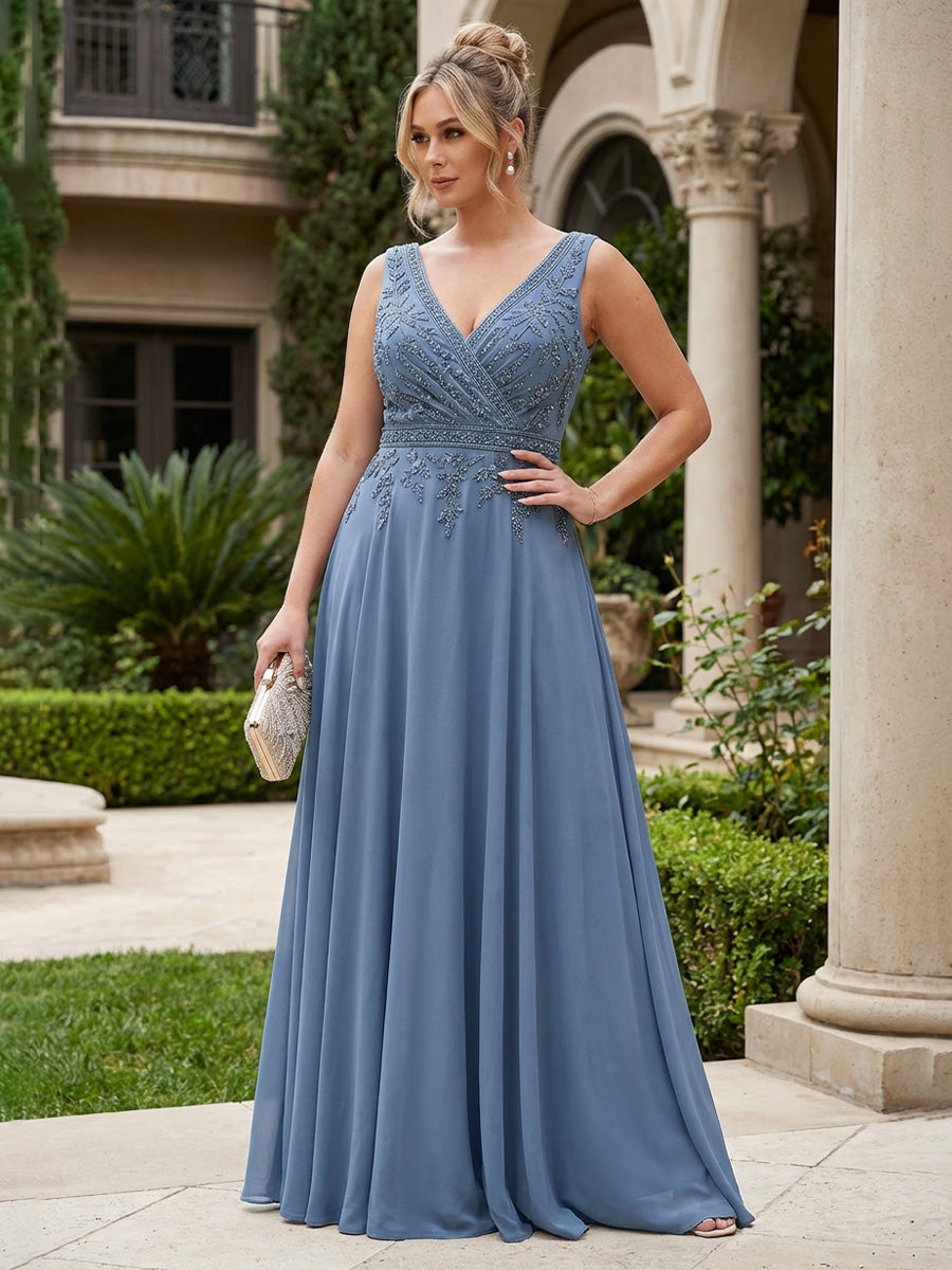 A-Line Chiffon Pleated Floor-Length Mother of the Bride & Groom Dresses with Ruched Corset (SHI22500766)