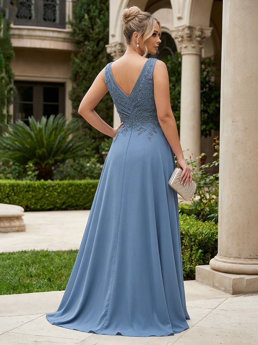 A-Line Chiffon Pleated Floor-Length Mother of the Bride & Groom Dresses with Ruched Corset (SHI22500766)