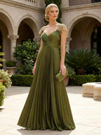A-Line Chiffon Pleated Floor-Length Mother of the Bride & Groom Dresses with Ruched Corset (SHI22500766)