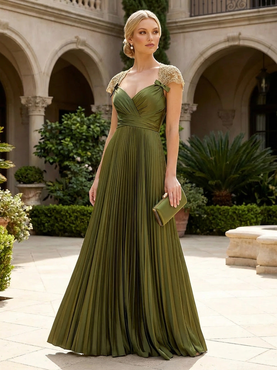 A-Line Chiffon Pleated Floor-Length Mother of the Bride & Groom Dresses with Ruched Corset (SHI22500766)