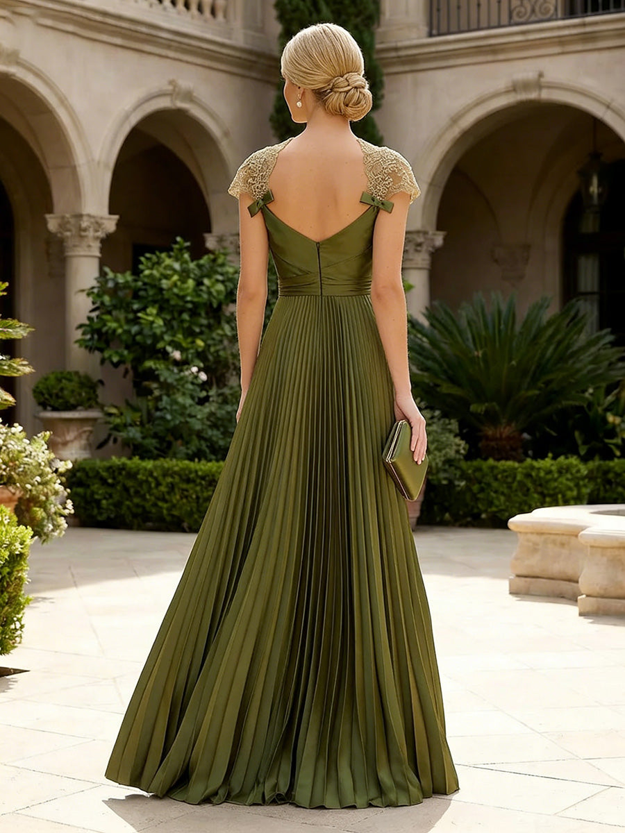 A-Line Chiffon Pleated Floor-Length Mother of the Bride & Groom Dresses with Ruched Corset (SHI22500766)