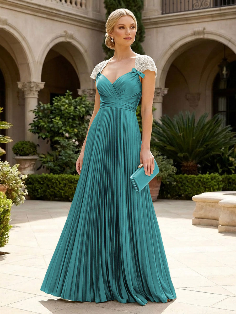 A-Line Chiffon Pleated Floor-Length Mother of the Bride & Groom Dresses with Ruched Corset (SHI22500766)