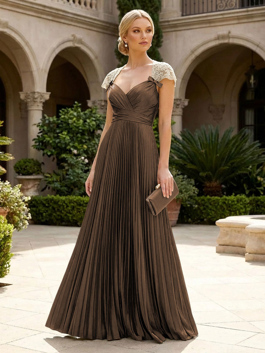 A-Line Chiffon Pleated Floor-Length Mother of the Bride & Groom Dresses with Ruched Corset (SHI22500766)