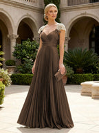 A-Line Chiffon Pleated Floor-Length Mother of the Bride & Groom Dresses with Ruched Corset (SHI22500766)