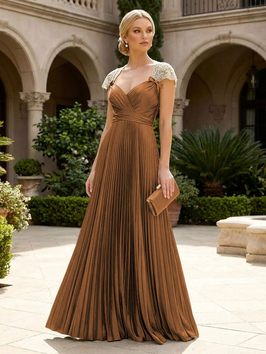 A-Line Chiffon Pleated Floor-Length Mother of the Bride & Groom Dresses with Ruched Corset (SHI22500766)