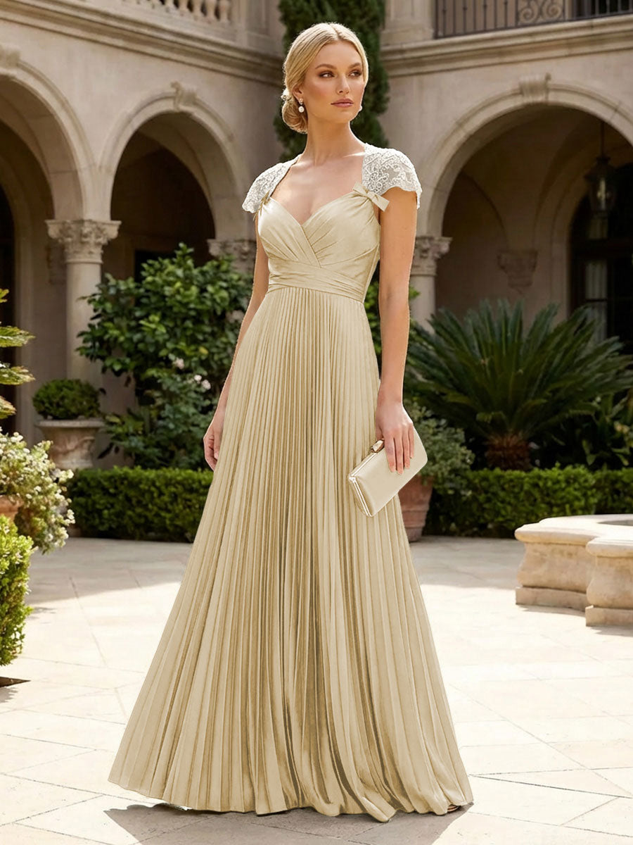 A-Line Chiffon Pleated Floor-Length Mother of the Bride & Groom Dresses with Ruched Corset (SHI22500766)