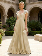 A-Line Chiffon Pleated Floor-Length Mother of the Bride & Groom Dresses with Ruched Corset (SHI22500766)