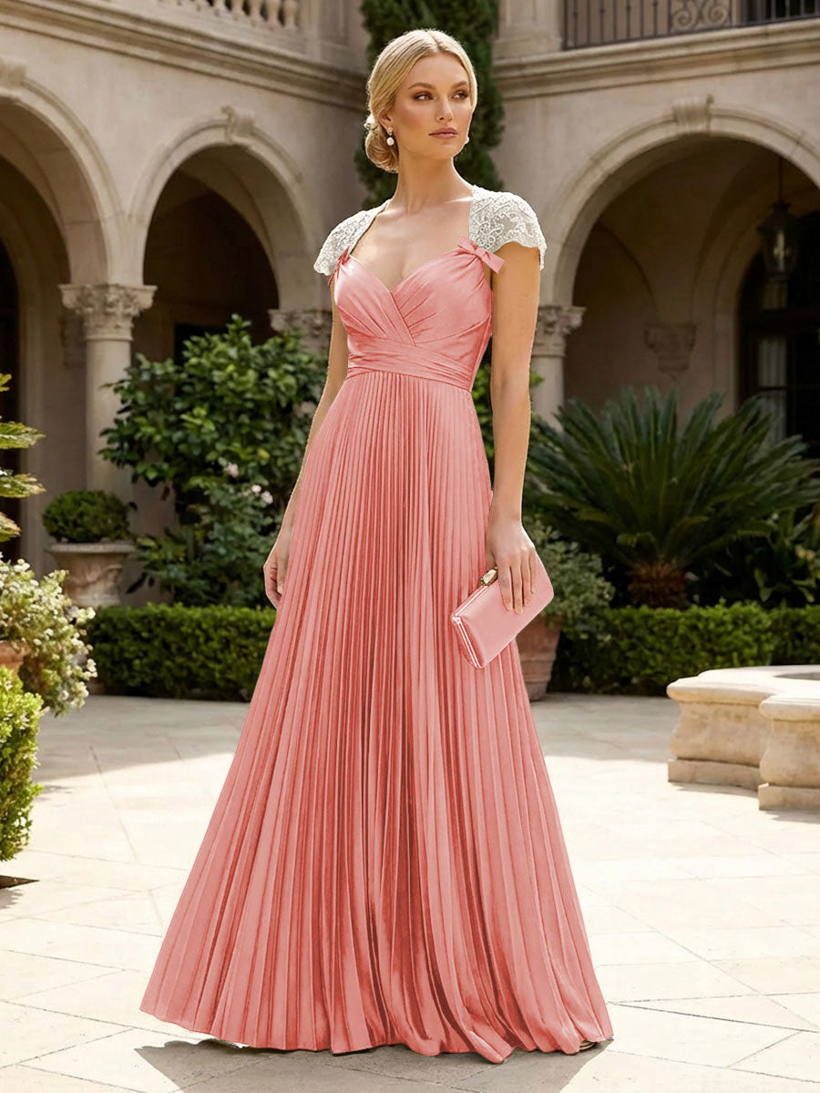 A-Line Chiffon Pleated Floor-Length Mother of the Bride & Groom Dresses with Ruched Corset (SHI22500766)
