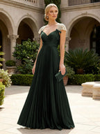 A-Line Chiffon Pleated Floor-Length Mother of the Bride & Groom Dresses with Ruched Corset (SHI22500766)